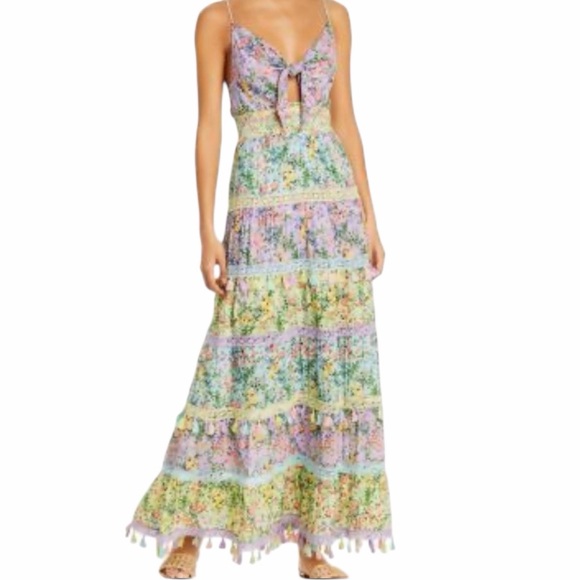 Alice + Olivia Karolina Tie Front Maxi Dress Size 6